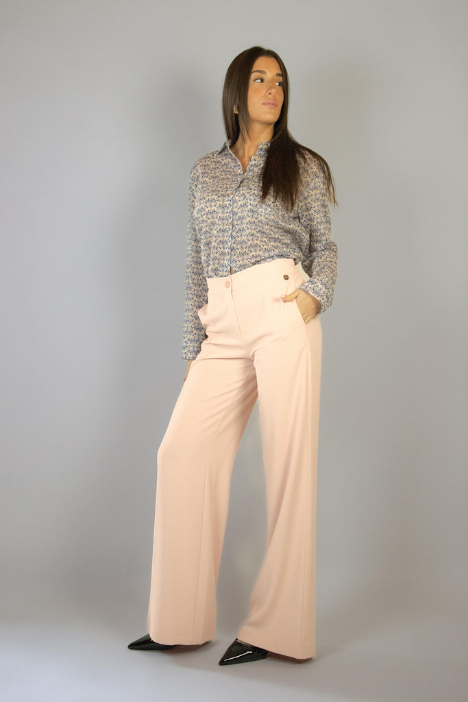 Pantalone palazzo rosa chiaro 101/24 ROSA EGG FAMILY 