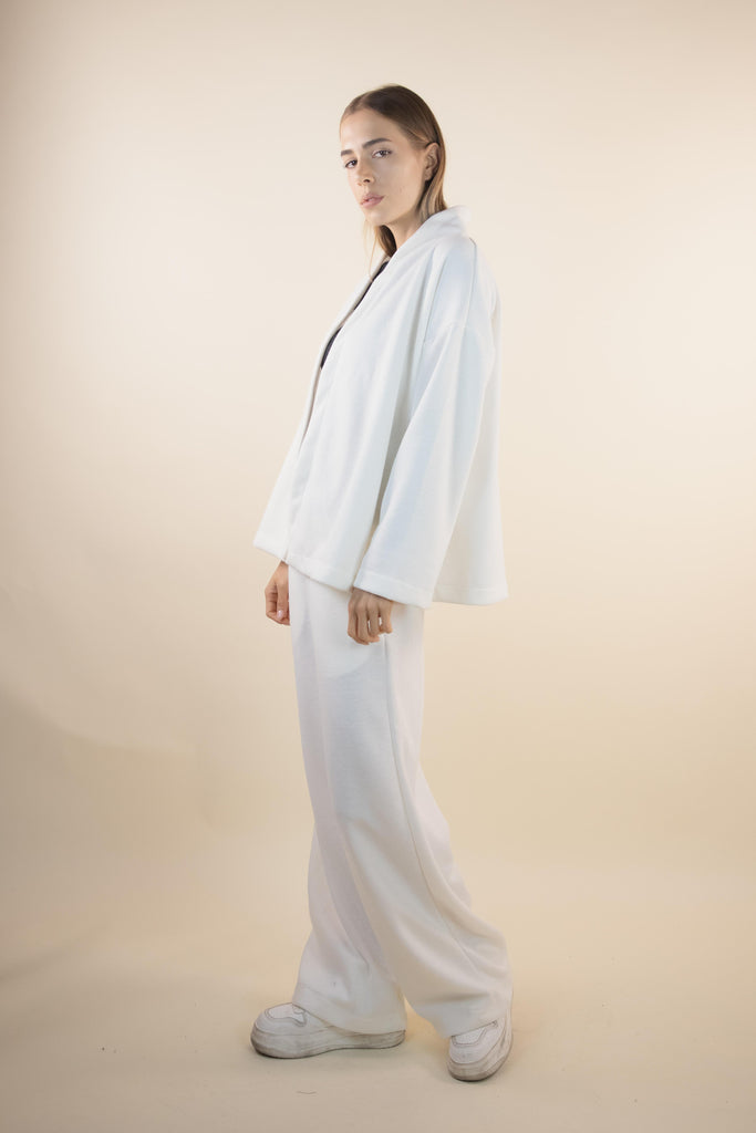 Cardigan lana bianca W1LISI 22 LANA EGG FAMILY 