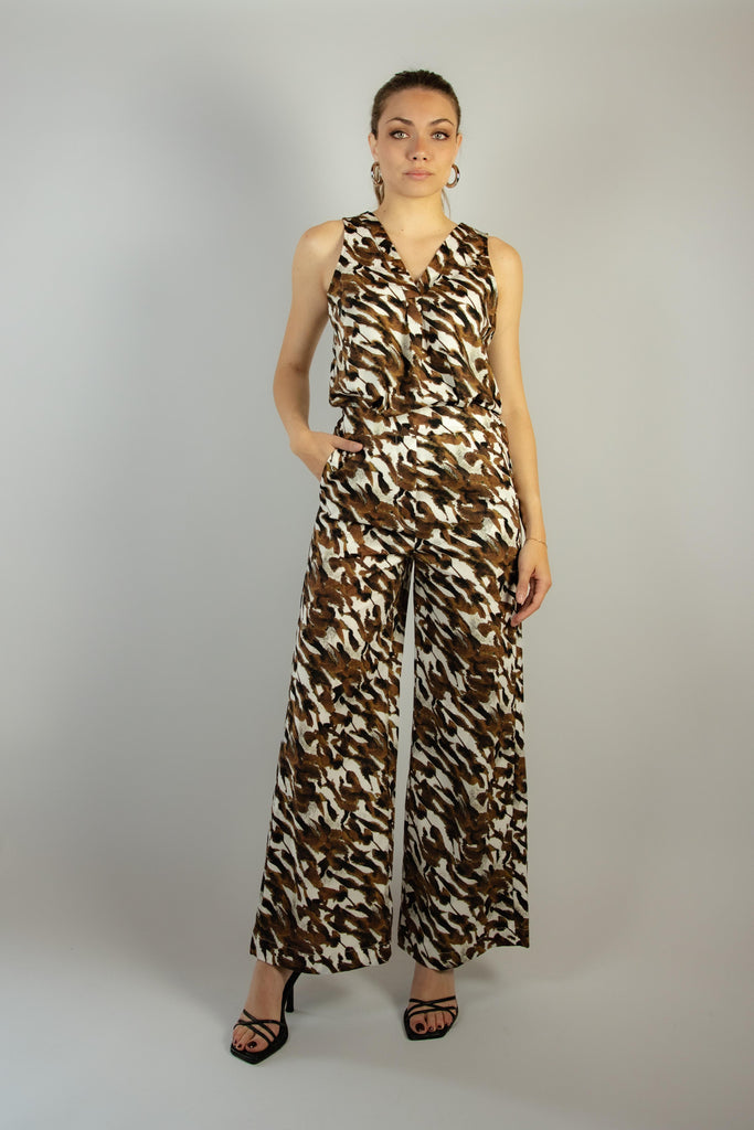 Pantalone lungo in fantasia bianca e verde G152/63 TABACCO EGG FAMILY 