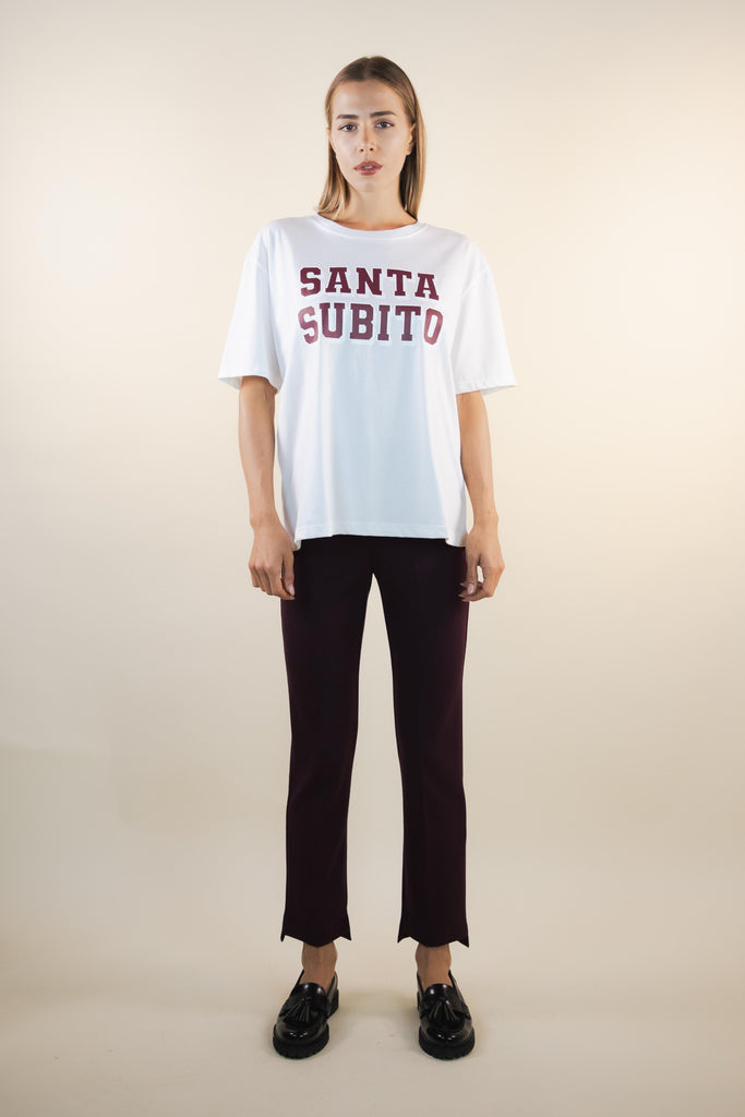T-shirt bianca Santa Subito RK1875 SANTA SUBITO PANNA EGG FAMILY 