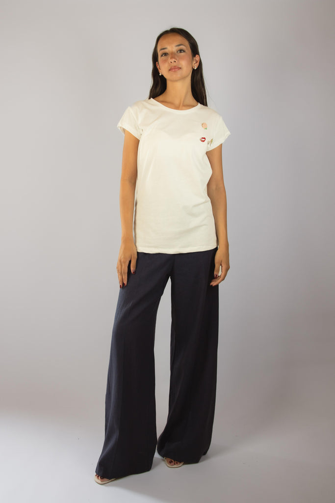 T-shirt bianca con spille smaltate - bocca T-SHIRT SPILLA SPILLA BOCCA EGG FAMILY 