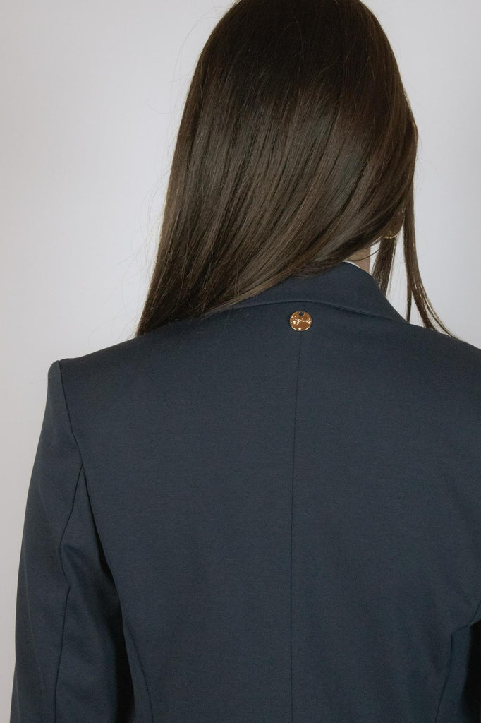 Blazer blu con revers in punto Milano G517/1 BLU EGG FAMILY 