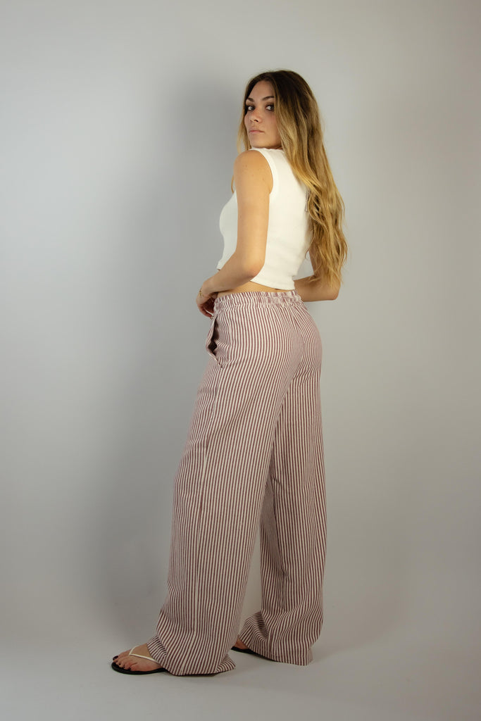 Pantalone lungo in cotone a righe bianche e rosse 6598 VARIANTE 22 EGG FAMILY 