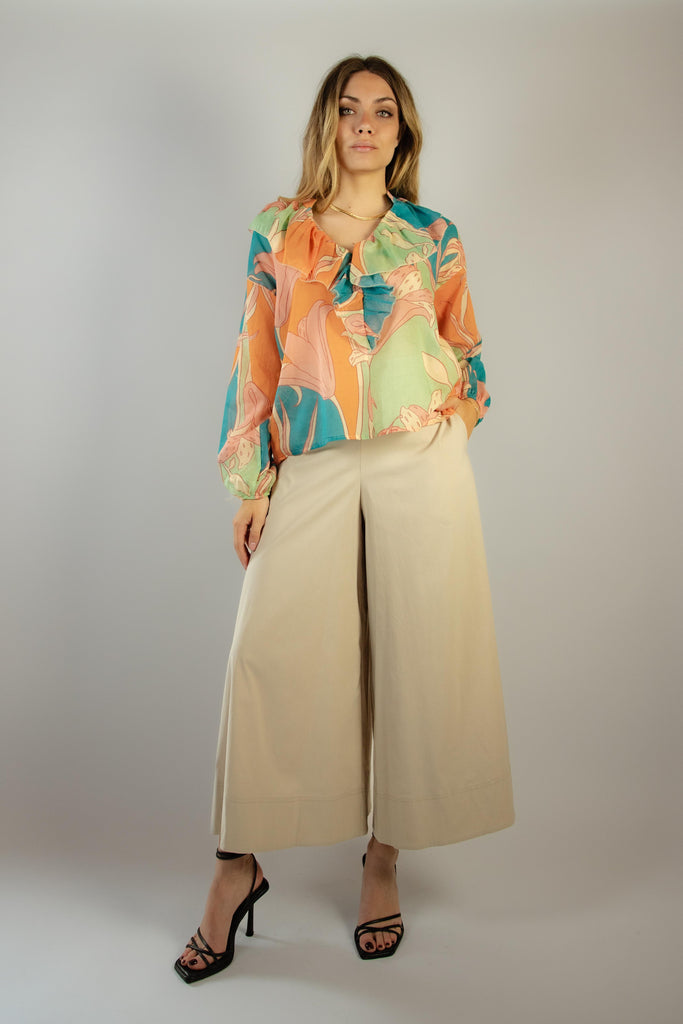 Camicia in mussola di cotone fantasia rosa e azzurro 7393 VARIANTE 2 EGG FAMILY 