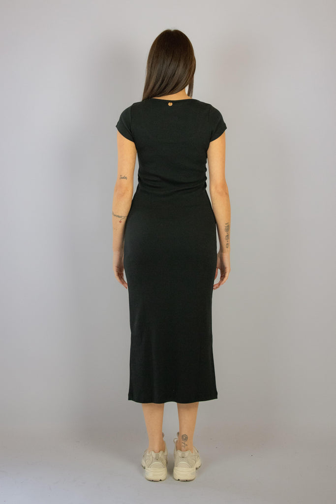 Abito nero a costine con manica corta ITALY NERO EGG FAMILY 