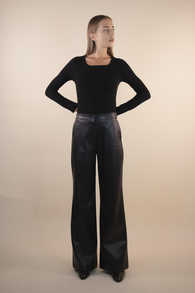 Pantalone ecopelle nero H101/36 NERO EGG FAMILY 