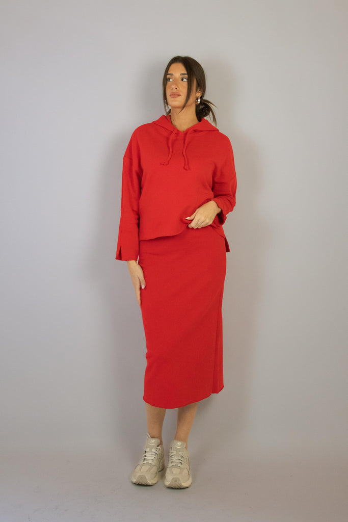 Felpa rossa leggera con cappuccio LOS ANGELES ROSSO EGG FAMILY 