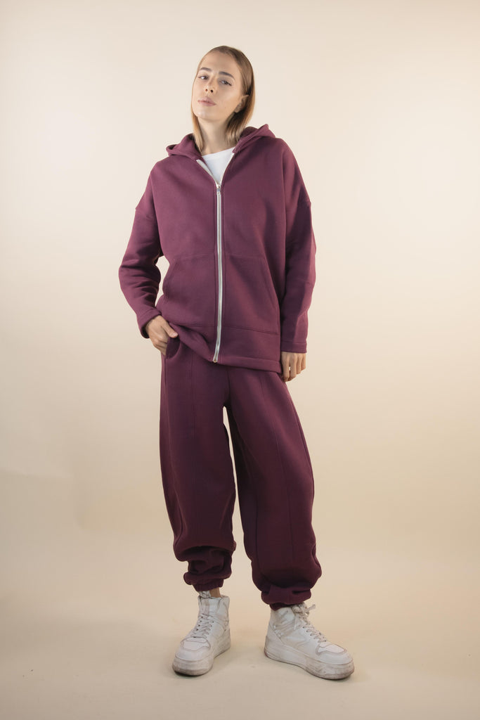 Felpa over bordeaux con zip W1LISI 16 BORDEAUX EGG FAMILY 