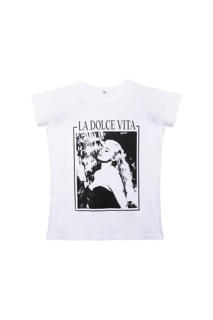 T-shirt con stampa La dolce vita 177352 BIANCO EGG FAMILY 
