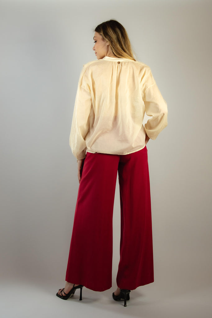 Camicia in mussola di cotone con rouche beige 7393 CERAMIC EGG FAMILY 