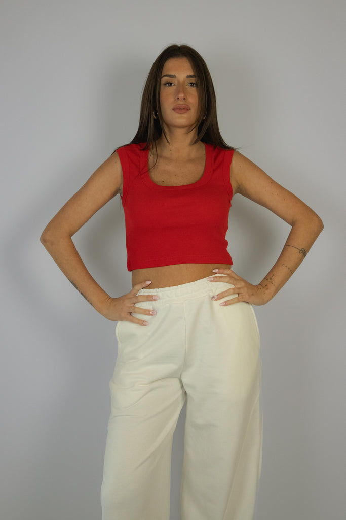 Top corto rosso a costine BRODWAY ROSSO EGG FAMILY 