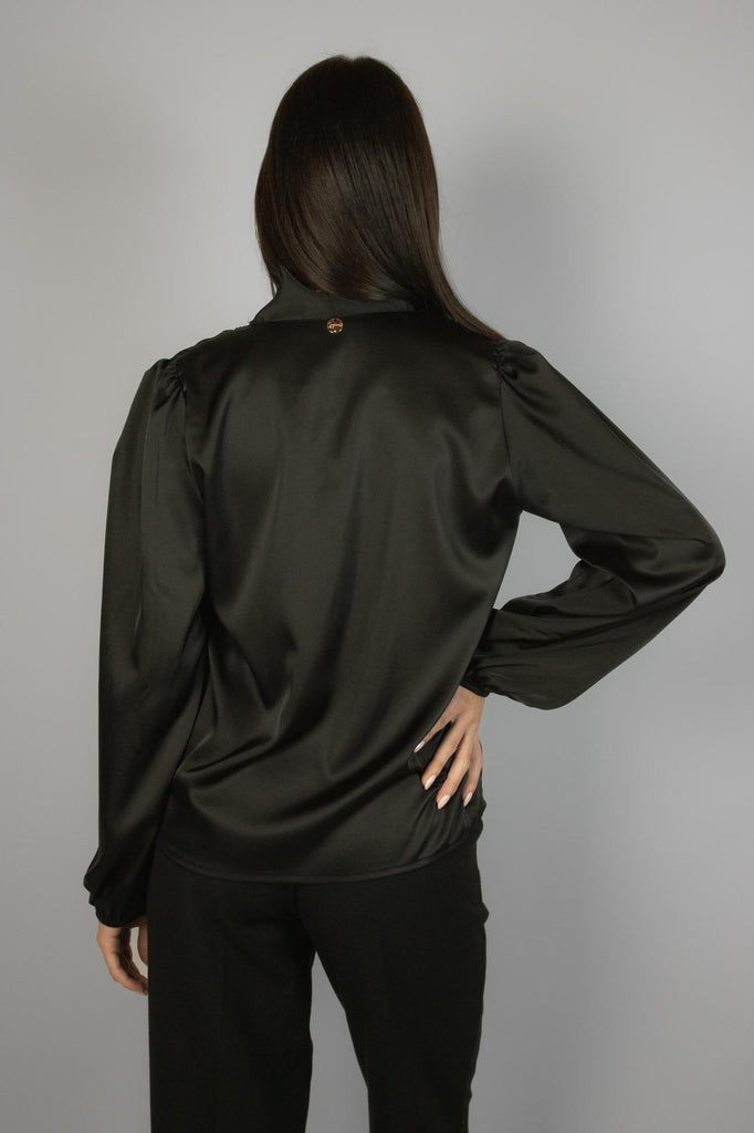 Camicia satin nera con fiocco ZC6152RASO NERO EGG FAMILY 