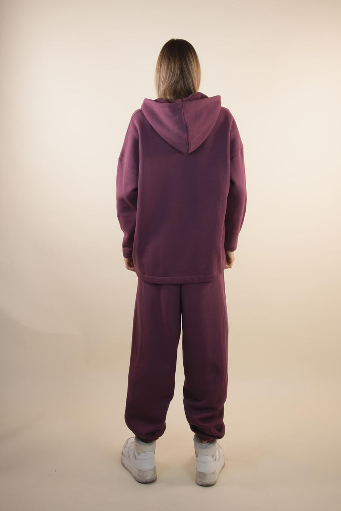 Pantalone bordeaux in felpa con polsino W1RICCI 02 BORDEAUX EGG FAMILY 