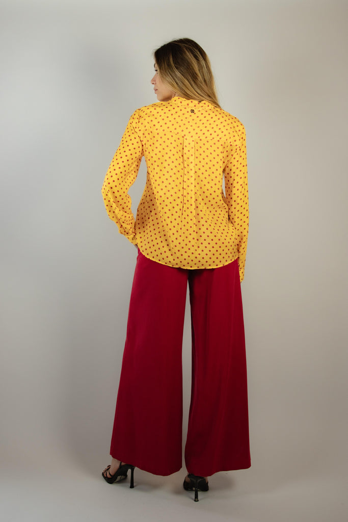 Camicia in viscosa a pois gialla e rossa 7385 VARIANTE 2 EGG FAMILY 