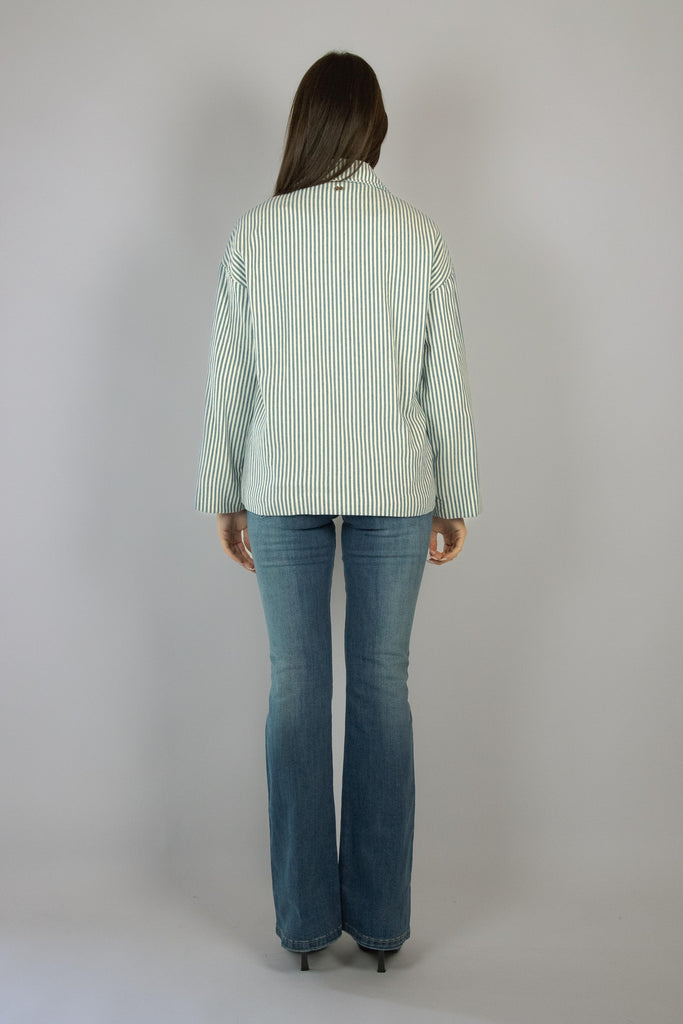 Trench corto in cotone a righe bianche e blu chiaro 50826 ECLIPSE EGG FAMILY 