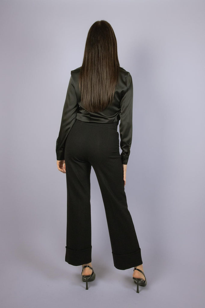 Pantalone nero con risvolta Annalisa ANNALISA T84 NERO EGG FAMILY 