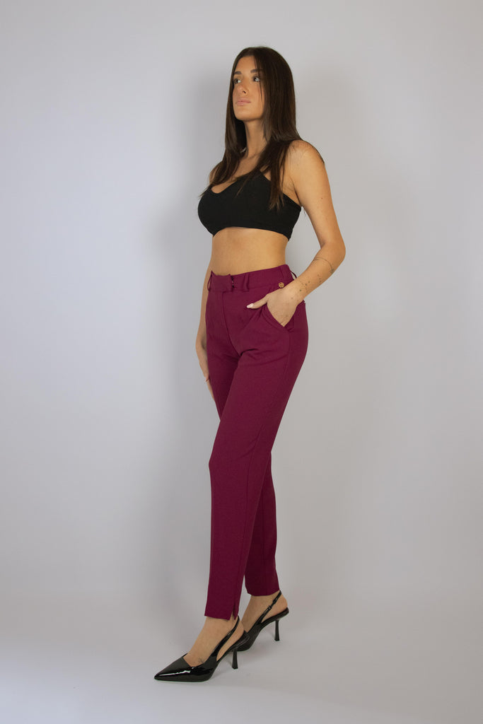 Pantalone a sigaretta color rosso sangria 121/24 SANGRIA EGG FAMILY 