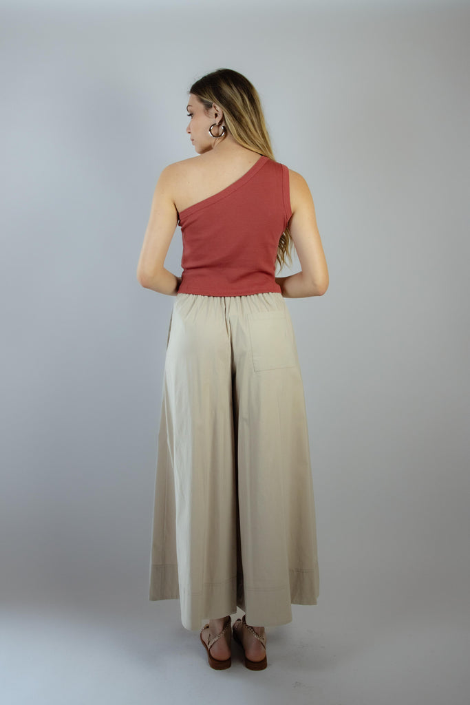 Top monospalla color arancio e rosa salmone W2ALLEN02-U PORPORA EGG FAMILY 