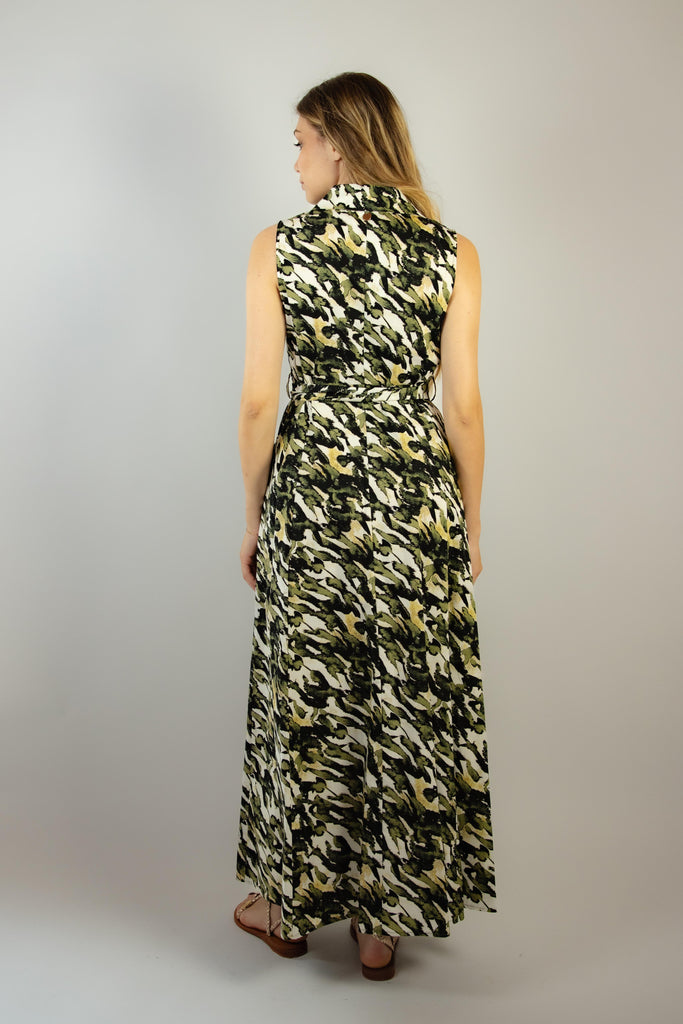 Abito chemisier in fantasia bianca e verde G260/63 ARMY EGG FAMILY 