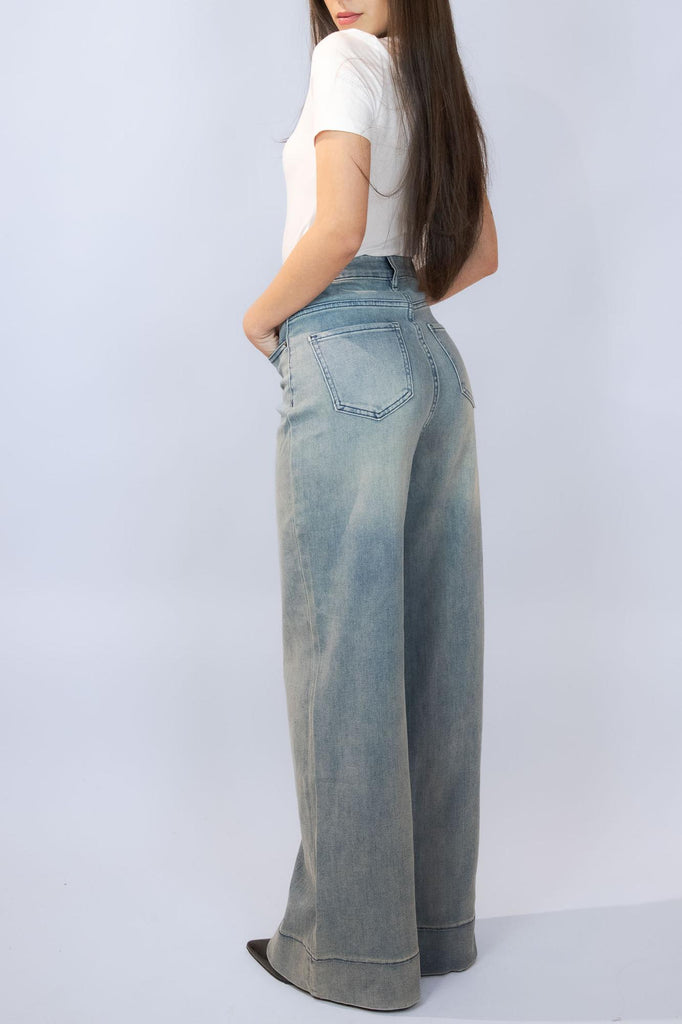 Jeans chiaro wide leg slavato EG810# DENIM EGG FAMILY 