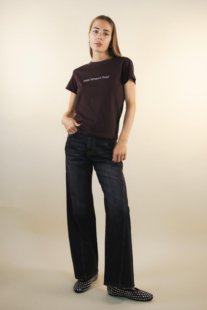 T-shirt moro ricamo Ferie W1PLACIDO 04 FERIE MORO/PANNA EGG FAMILY 