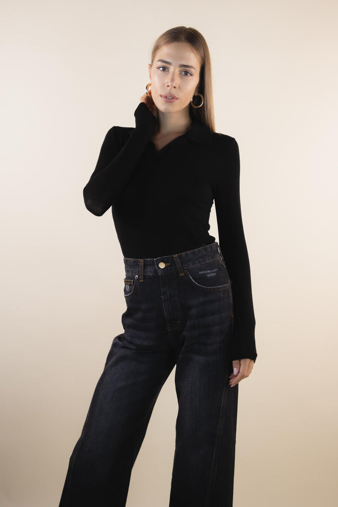 Maglia polo nera H416/6 NERO EGG FAMILY 