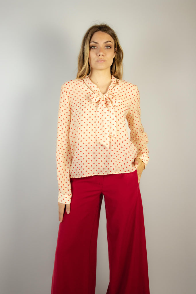 Camicia in viscosa rosa a pois rossi 7385 VARIANTE 1 EGG FAMILY 