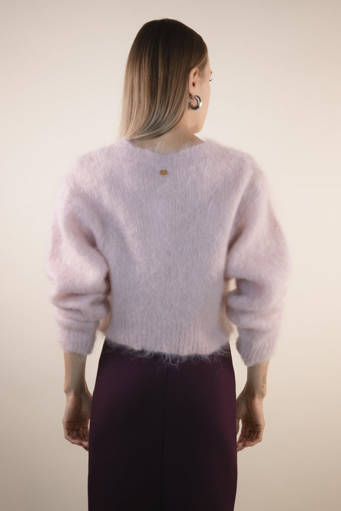 Maglia rosa in mohair PA972 ROSA EGG FAMILY 