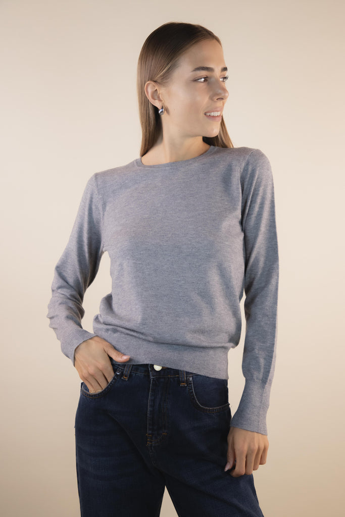 Maglia in viscosa paricollo in grigio melange PK200223 GRIGIO EGG FAMILY 