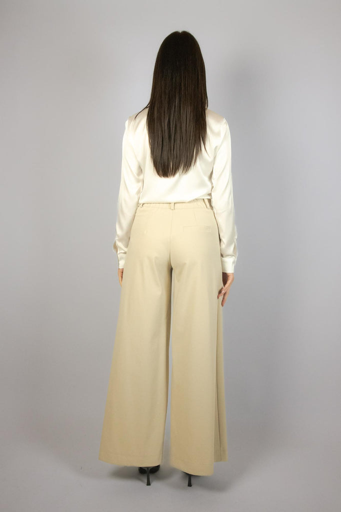Pantalone a palazzo beige in punto Milano G193/1 BEIGE EGG FAMILY 