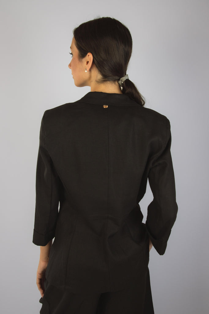 Giacca nera in lino e viscosa JK4210T110 NERO EGG FAMILY 