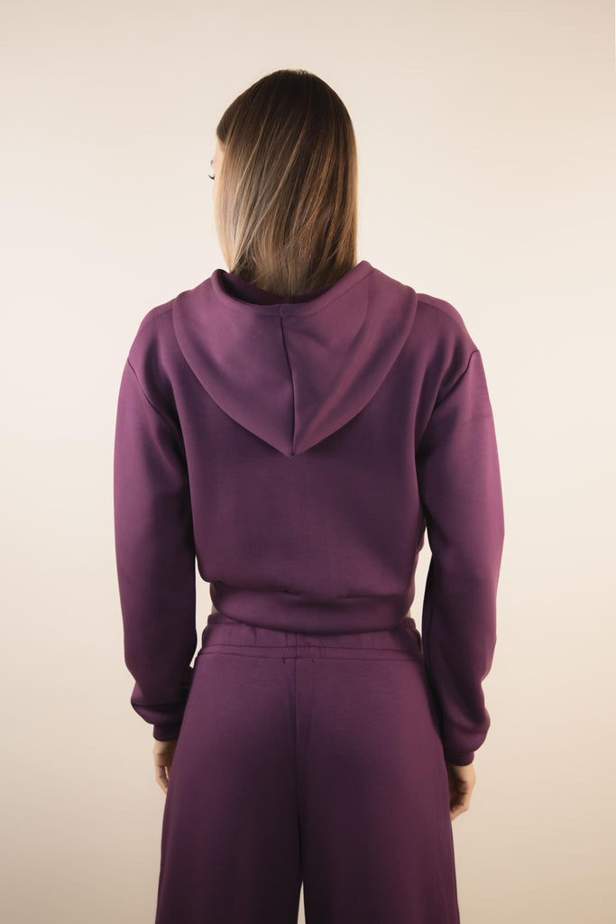 Felpa crop vinaccia con zip W1GIORGI 07 VINACCIA EGG FAMILY 