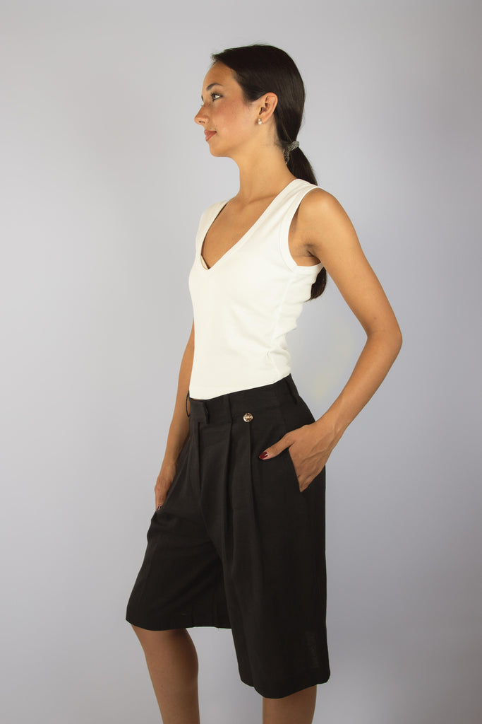 Top bianco con scollo a V TPC0083 BIANCO EGG FAMILY 