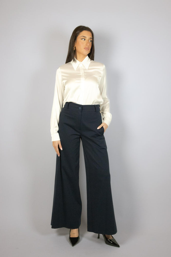 Pantalone a palazzo blu in punto Milano G193/1 BLU EGG FAMILY 