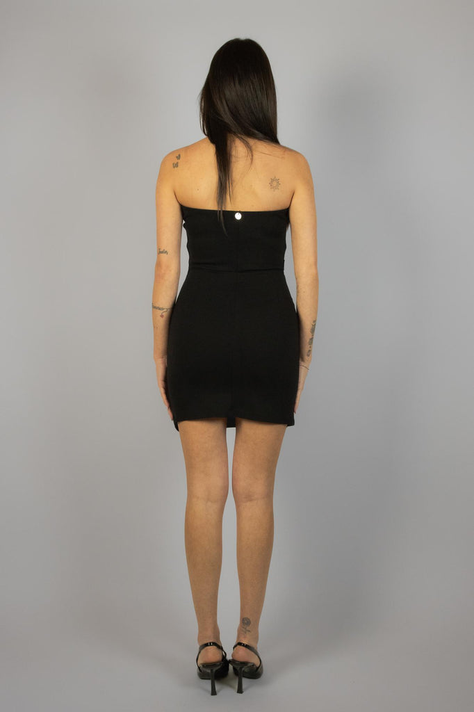 Abito corto spalle scoperte e arricciatura laterale ZA5359T16 NERO EGG FAMILY 