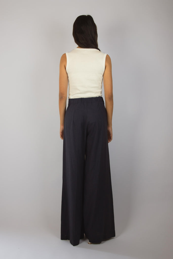 Pantalone lungo in lino blu JP3001T110 BLU EGG FAMILY 