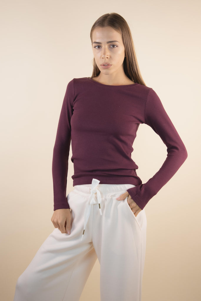 Maglia microcostina bordeaux W1VITTI 04 BORDEAUX EGG FAMILY 