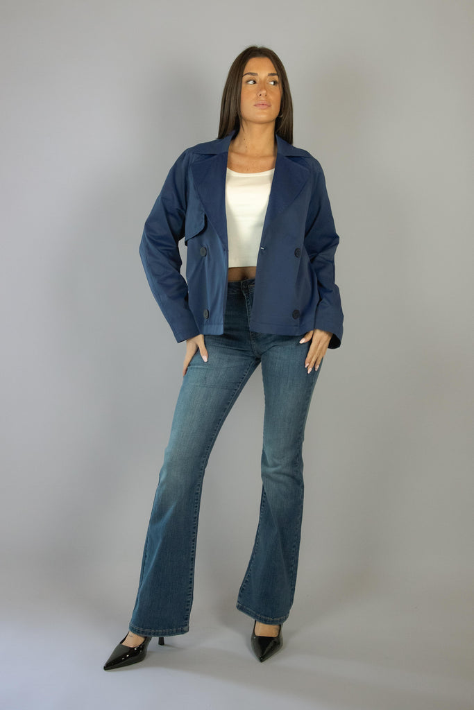 Trench blu navy corto SG02 BLU DENIM EGG FAMILY 