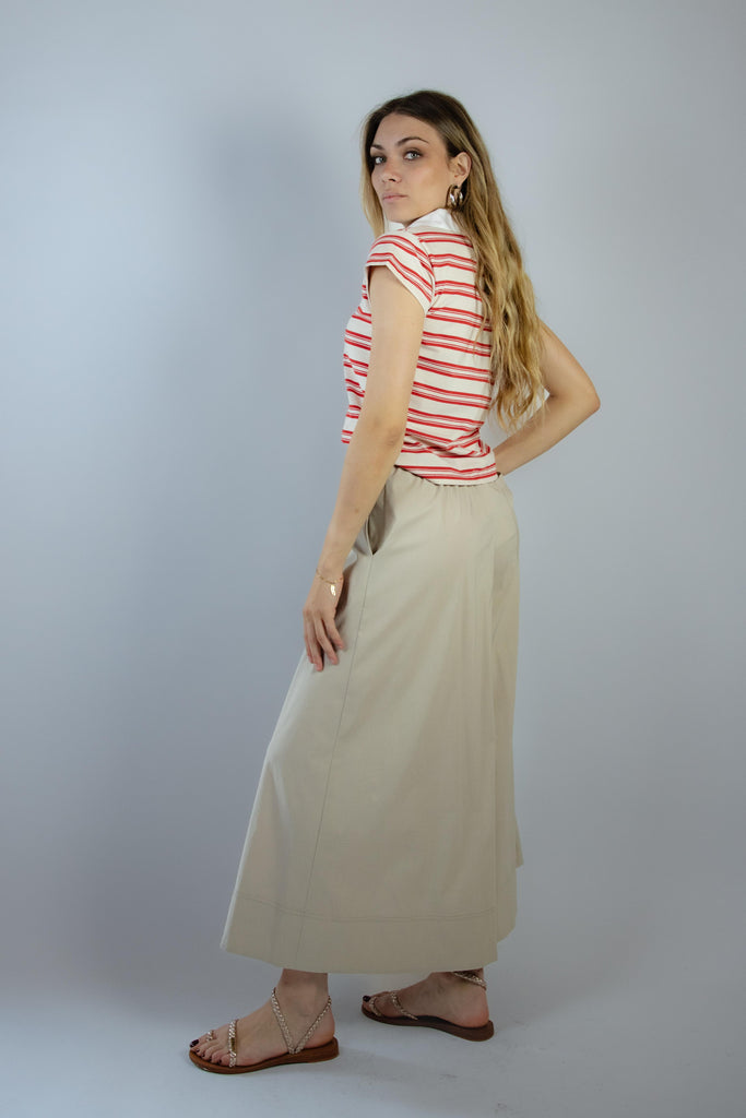 T-shirt polo a righe panna e rosso TSC0135 ROSSO EGG FAMILY 