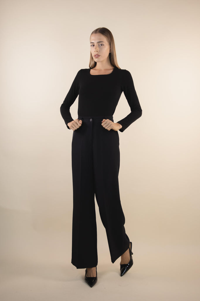 Pantalone nero con piega H168/29 NERO EGG FAMILY 