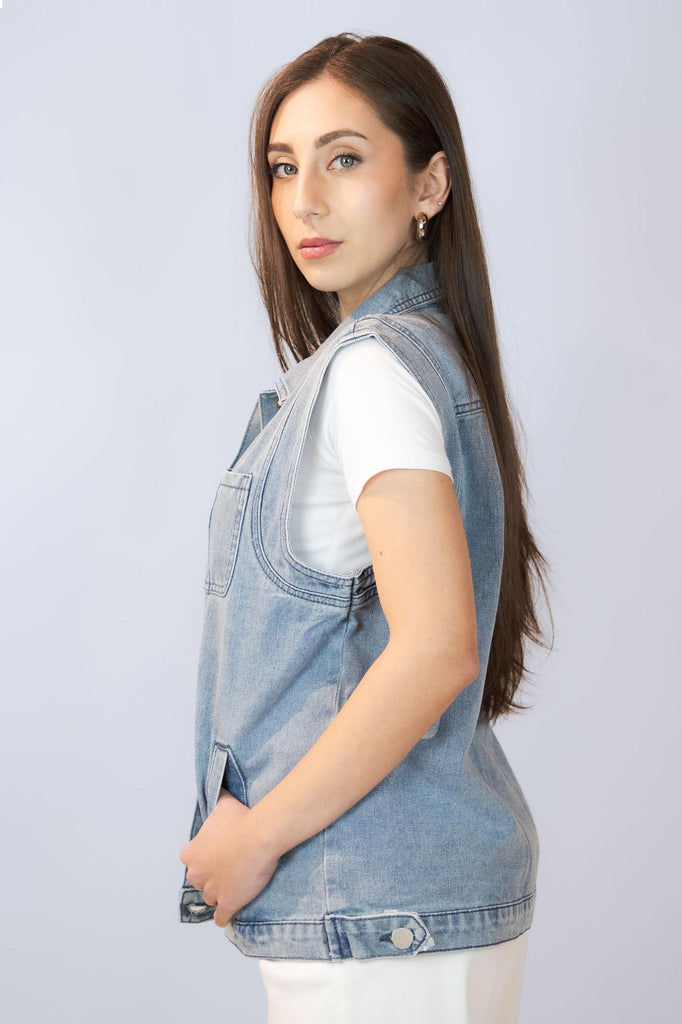 Gilet in jeans chiaro EG822 DENIM EGG FAMILY 