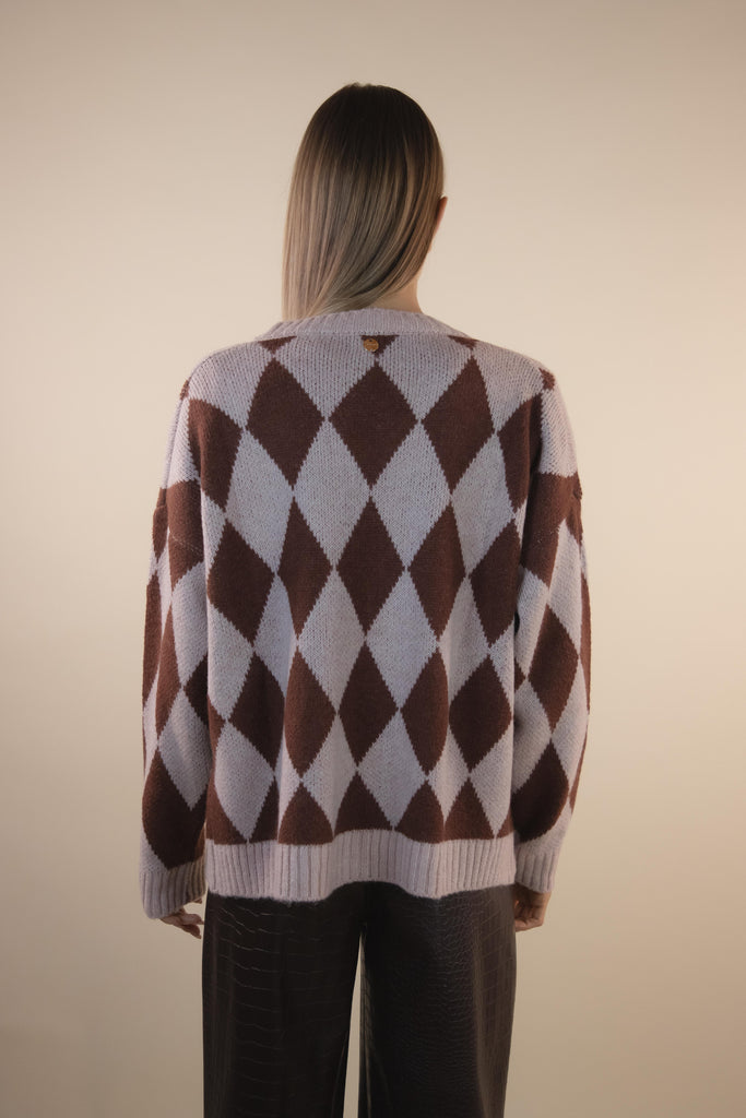 Cardigan a rombi rosa CR966 ROSA/TERRA EGG FAMILY 