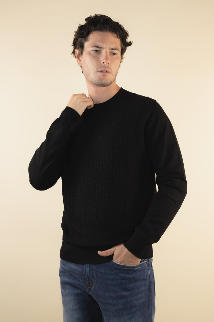 Maglia con intreccio Nero P20025 NERO EGG FAMILY 