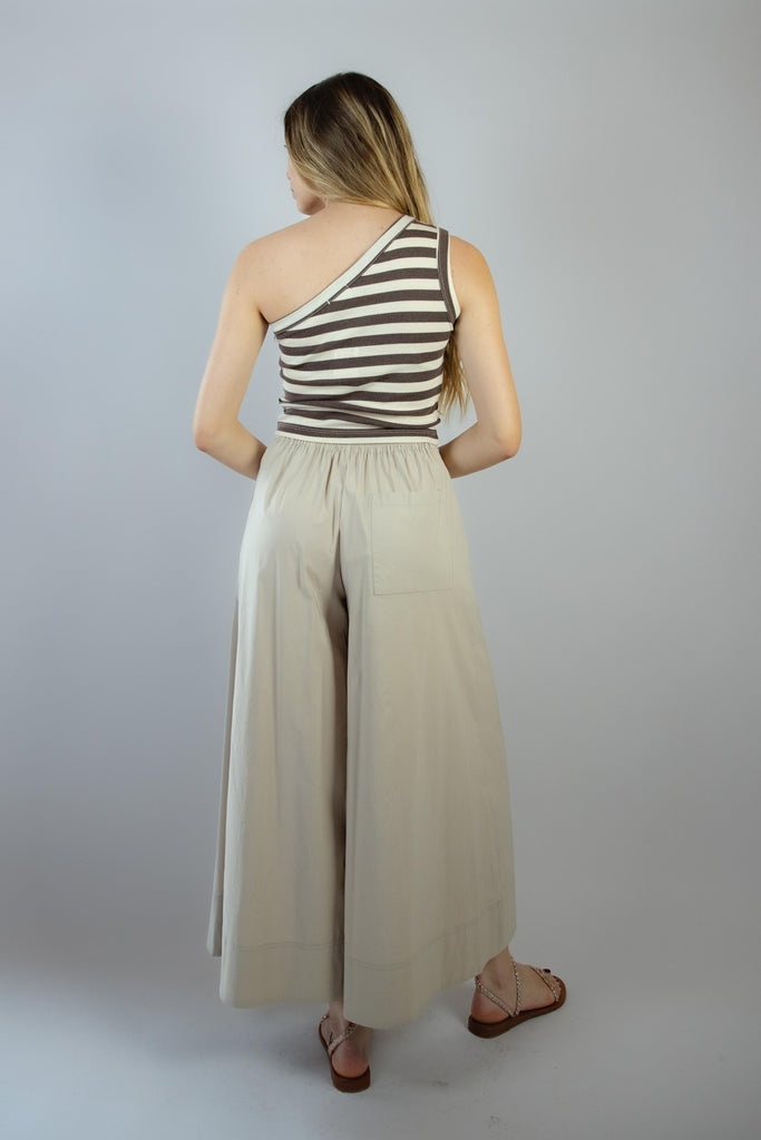 Top monospalla a righe panna e marrone W2ALLEN02 RIGA MORO EGG FAMILY 