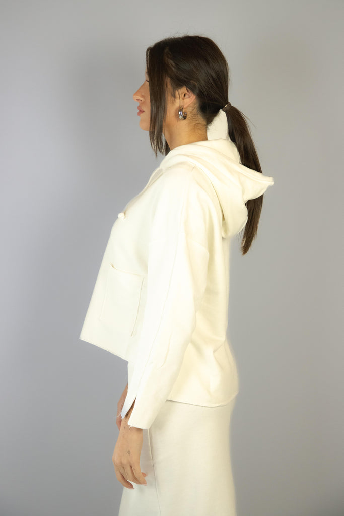 Felpa bianca leggera con cappuccio LOS ANGELES PANNA EGG FAMILY 