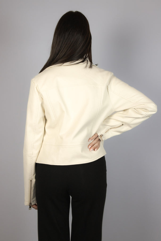 Giacca chiodo ecopelle bianco vaniglia PK884001 VANIGLIA EGG FAMILY 