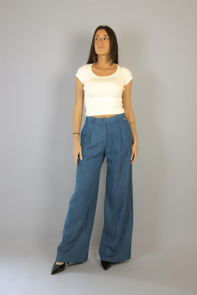 Pantalone a palazzo denim medio 7138 MEDIO EGG FAMILY 