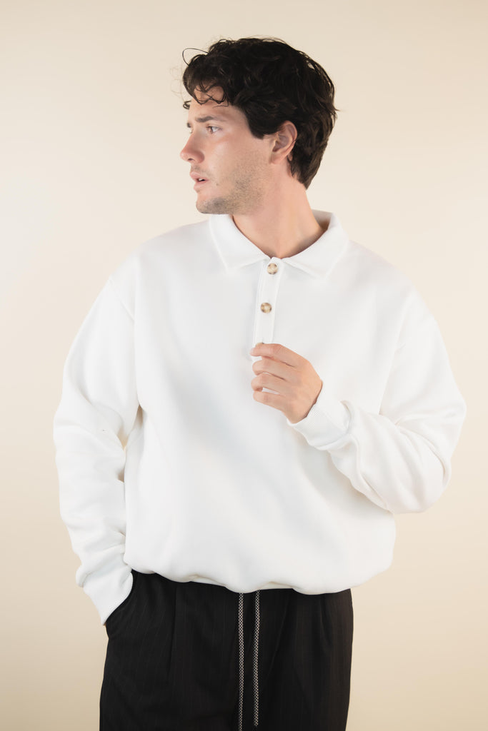 Felpa con bottoni Panna MICOL 07 PANNA EGG FAMILY 