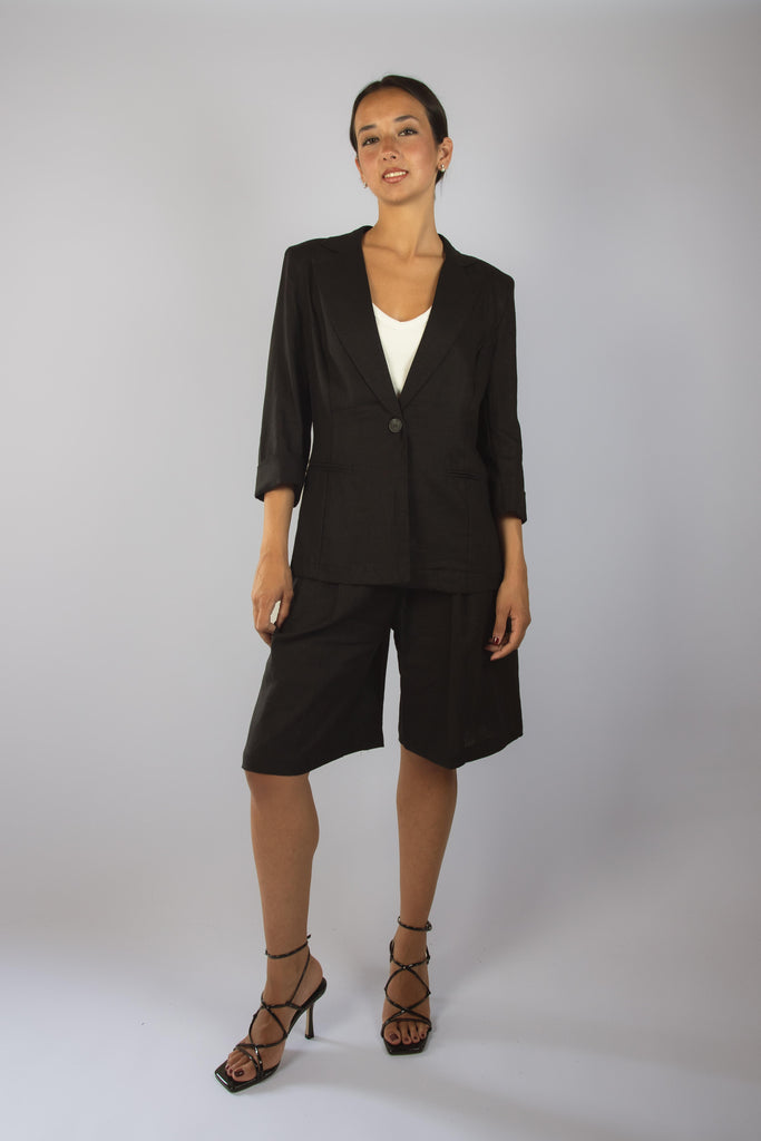 Giacca nera in lino e viscosa JK4210T110 NERO EGG FAMILY 