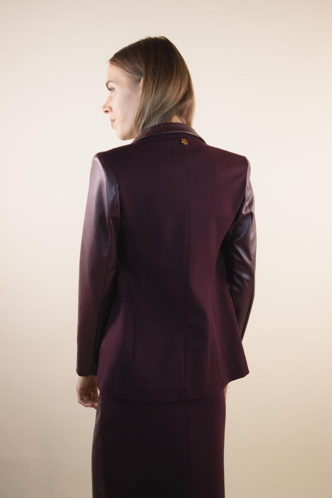 Blazer in ecopelle e punto milano amarone H507/38 AMARONE EGG FAMILY 